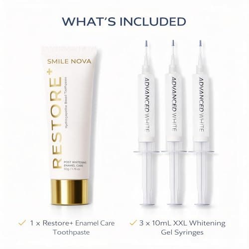 Advanced White Teeth Whitening Gel Refill Pack – 60 Treatments | 35% Carbamide Peroxide Professional Dental-Grade Gel | 3×10 mL Syringes | Restore+ Nano-Hydroxyapatite Toothpaste | Trays Not Included view 2