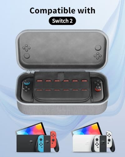 AstroniSync Carrying Case for Nintendo Switch 2 with 12 Game Card Slots, Hard Portable Travel Case Storage Bag Protective Pounch for Switch 2 Console and Accessories (Grey) view 2