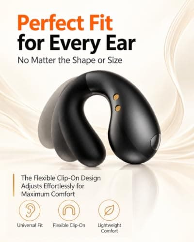 Ultra Open Ear Earbuds, Wireless Clip On Headphones for All-Day Comfort | Lightweight open-ear comfort and a flexible clip-on fit create a barely-there feel for work, commutes, workouts, and walks. view 3