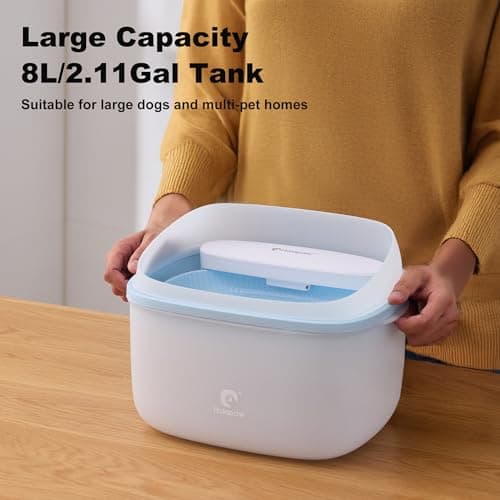 HOLAPAW Dog Water Fountain for Large Dogs, 2.1Gal/8L Dog Water Bowl Dispenser, No Spill Automatic Pet Water Fountain for Dogs Cats Multiple Pets with Ultra Quiet Pump, 3 Filter Replacement, Blue view 3
