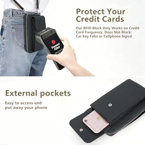 Women's Small Genuine Leather Crossbody Phone Purse and Wallet with Adjustable Strap, Fits cell phone up to 6.1 Inch view 5