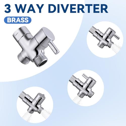 Dog Shower Attachment, 3 Mode Handheld Sprayer with ON/OFF Switch, G1/2" 3-Way metal Diverter, 100 Inches Stainless Steel Hose, No Drill Holder, for Pet and Dog Washing in Bathroom view 7