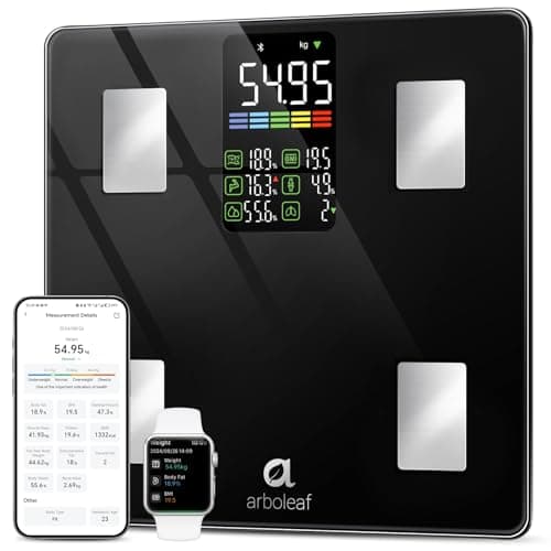Arboleaf Smart Scale with BMI, Body Fat, Muscle Mass, 14 Composition Metrics, Large LED Display, Digital Bathroom Scale for Weight, Accurate Weighing Machine, App Sync, 500lbs, 11.8" view 1