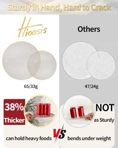 Hioasis 175 Pcs Black Gold Plastic Plates for Wedding | Black Plastic Dinnerware Set Includes 25 Dinner Plate, 25 Dessert Plate, 25 Cups, 25 Napkins view 3