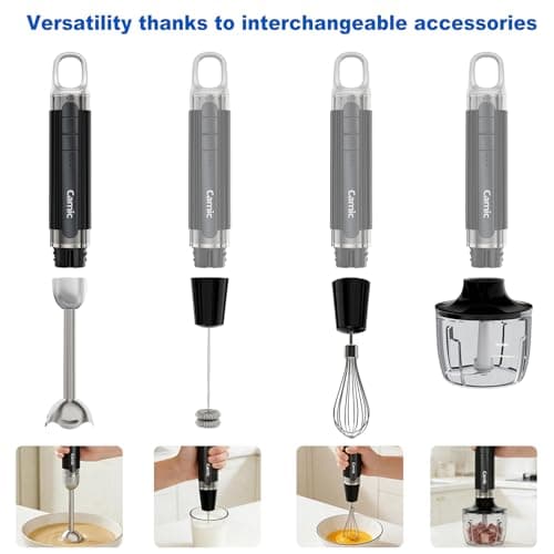 Cordless Immersion Hand Blender with Charging, 4 in 1 Hand Blenders Set,6-Speed Turbo, Wall-Mountable Design, Includes Chopper, Whisk & Frother for Soup, Baby Food & Smoothies (Black) view 4