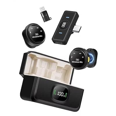 HOMEPAC Mini Microphone for iPhone,Wireless Microphone with AI Noise Cancellation, Plug & Play, Up to 24-Hour Total Use with Charging Case, Ideal for TikTok, YouTube, Vlogging & Live Streaming