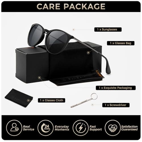 SUNGAIT Premium Vintage Round Sunglasses for Women Men Classic Retro Trendy Style view 6