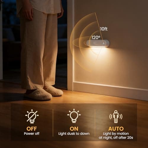 Fuligent Motion Sensor Night Light, 1800mAh Rechargeable Battery Operated Step Lights, 3000K Warm White Wireless Under Cabinet Lighting for Stairs, Hallway, Closet, Bedroom, Kitchen (2 Pack) view 4