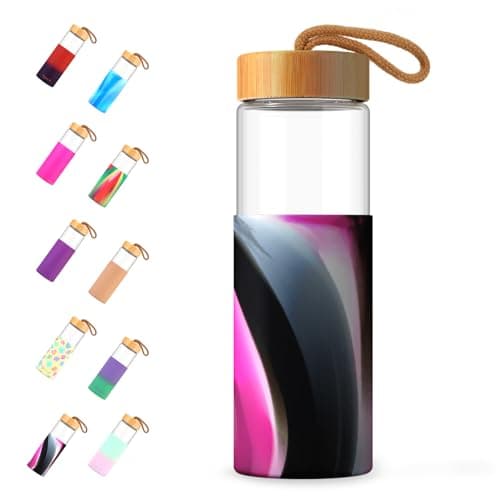 Tronco 24 oz Glass Water Bottles with Lids, Reusable Borosilicate Glass Bottles with Bamboo Lid & Non-Slip Silicone Sleeve for Coffee, Iced Tea, Water, Leak-Proof, BPA-Free – Ideal for Office & Home — image 1