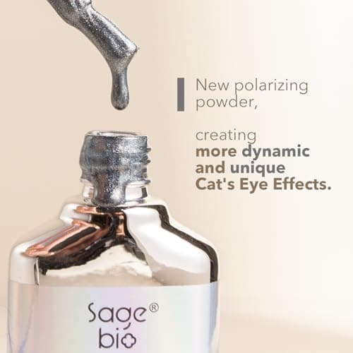 SAGEBIO High-Density & Ultra-Bright Cat Eye Gel Nail Polish with Magnet Stick, 15ml Sparkling Magnetic Gel for DIY Manicure, Long-Lasting Shine - Jade Smoke view 3