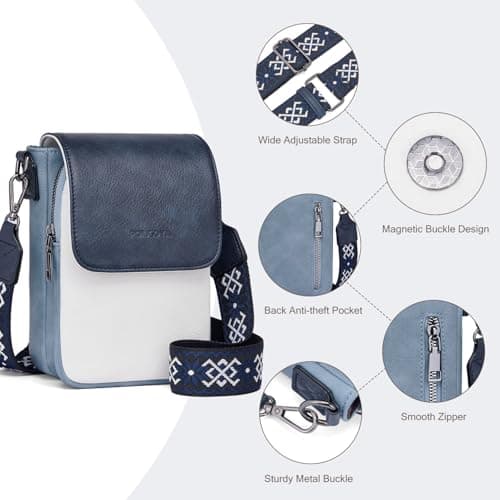 POIUGOYA Small Crossbody Bags for Women Trendy,Leather Triple Compartment Cell Phone Crossbody Wallet Purses with Card Slots | Small, Trendy, Triple Compartment, Cell Phone, with Card Slots, Small view 6