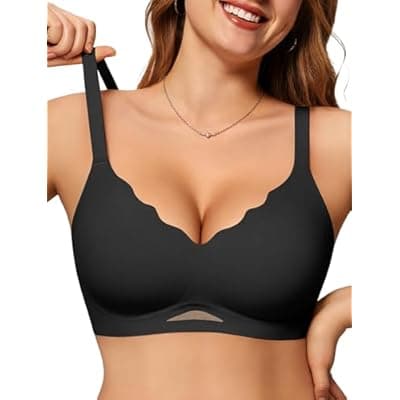 VRVOICE Womens Wireless Bras Sexy V Mesh Push Up No Underwire Bralette Seamless Supportive Tshirt Everyday Bra