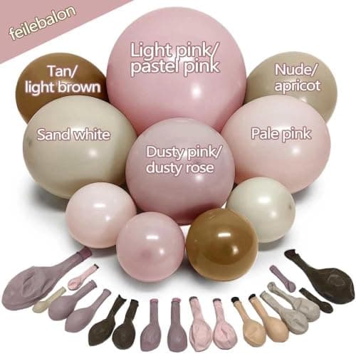 Pink Brown Balloon Arch Kit Double Stuffed Dusty Rose Pink Tan Sand White Mauve Balloon Garland for Birthday Cowgirl Baby Shower Bridal Wedding Western Boho Neutral Bear Party Decoration view 3