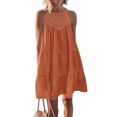 KIRUNDO Women Summer Halter Sundress 2026 Spring Casual Sleeveless Boho A Line Mini Beach Vacation Dress Cruise Resort Wear