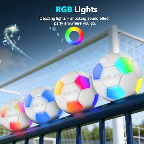 RZLCCL Soccer Ball Shaped Speaker, Portable Wireless Speaker with LED Light, IPX6 Waterproof, 5W Stereo, TWS Pairing, Suitable for Outdoor Travel Speakers for Sports Fans - White view 4