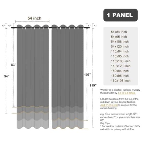 BONZER Outdoor Curtains for Patio Waterproof Thick Privacy Wide Grommet Light Filtering Outside Curtains for Porch Pergola Gazebo Deck, 1 Panel, 110W x 108L inch, Black view 2