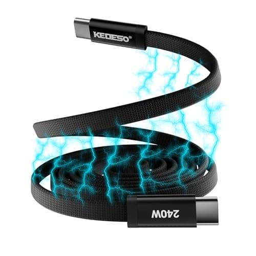 KEDESO Magnetic Coiled USB C to USB C Cable [240W Max Fast Charging] Compatible with iPhone 16 17 Pro Max, 3.3ft Flat Braided Tangle-Free Type C Charger Cord for Car CarPlay, Android Auto, Samsung S25 — image 1
