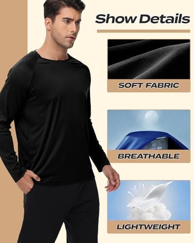 Long Sleeve Shirts for Men - Quick Dry Moisture Wicking UV UPF Sun Protection T-Shirts for Fishing Workout Swim view 5