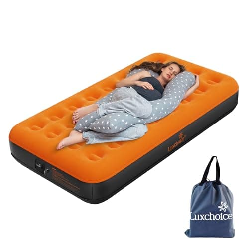 Luxchoice Air Mattress Twin with Built-in Rechargeable Pump 9'' Camping Inflatable Mattress Portable Blow up Mattress Air Bed Guest Bed for Home Outdoors Hiking Travel