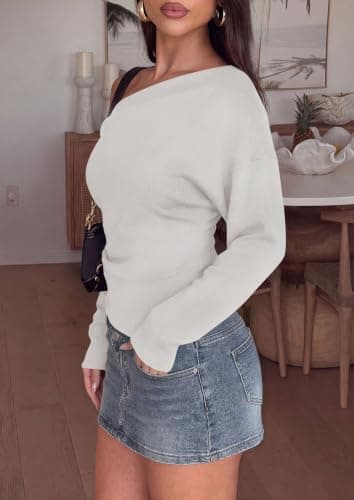 PRETTYGARDEN Womens Fall Long Sleeve Off Shoulder Sweater view 3