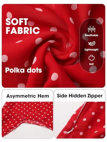 EXLURA Women Summer Boho Skirts Polka Dot Asymmetrical Midi Skirt Y2K Elastic Waist Flowy Skirts Beach Vacation Cover Ups view 4