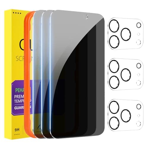 PEHAEL 3+3 Pack for iPhone 17 Pro Max Privacy Screen Protector with Camera Lens Protector Full Coverage Anti-Spy Tempered Glass Film 9H Hardness Easy Installation Bubble Free [6.9 inch] — image 1