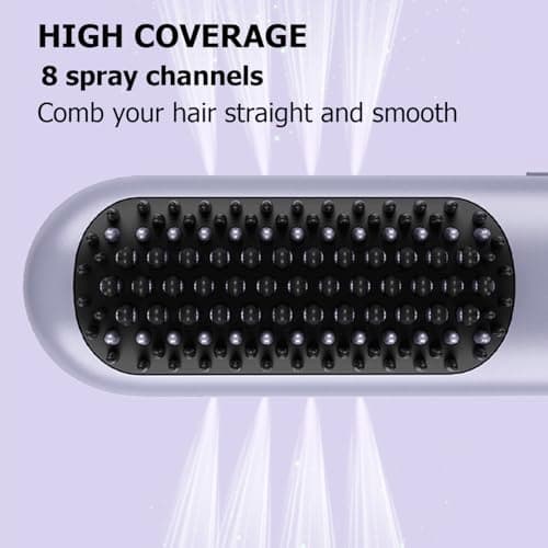 Cordless Hair Straightener Brush, 2 in 1 Curling & Straightening Brush with 200 Million Negative Ions, Mini Travel Hot Straightener Comb for Women, Fast Heating & Dual Voltage view 5