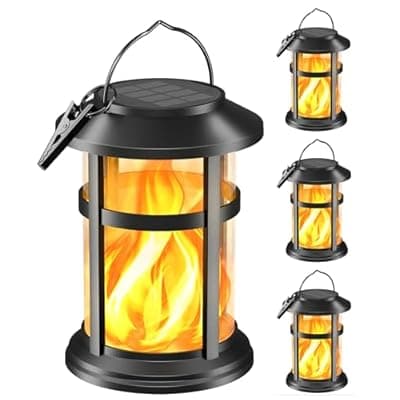 Otdair 4 Pack Solar Lanterns Outdoor Waterproof, Upgraded Flickering Flame Hanging Solar Lights for Outside, Solar Powered Lantern for Patio Yard Garden Porch Decor, Gift for Mom Housewarming