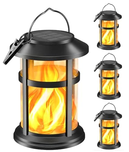 Otdair 4 Pack Solar Lanterns Outdoor Waterproof, Upgraded Flickering Flame Hanging Solar Lights for Outside, Solar Powered Lantern for Patio Yard Garden Porch Decor, Gift for Mom Housewarming — image 1
