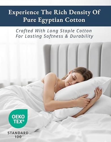 100% Egyptian Cotton Sheets Queen Size - Naturally Cooling & Breathable 4 Piece Silky Sateen Weave Queen Sheet Set, Ultra-Soft & Durable Hotel Luxury Sheets with 15" Snug Fit Deep Pockets - White view 4