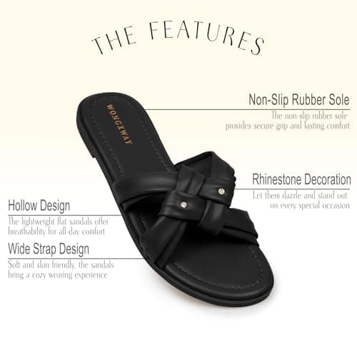 WONGXWAY Women Dressy Sandals Strappy Knotted Slide Sandals Cute Comfy Open Toe Slip On Sandals view 4