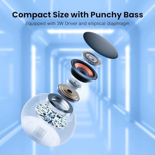 Mini Bluetooth Speaker, 2026 Super Bass 5W Portable Wireless Speaker with Lanyard, IP7 Waterproof 8H Playtime Brief Design, Small Shower Travel Speaker for Outdoor/Beach, Compatible with iOS/Android view 3