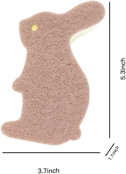 4 Pcs Rabbit Shape Kitchen Cleaning Sponge Multi Functional Cute Scrub Sponge Non Scratch Dish Sponge for Washing Dishes Kitchen Bathroom(Rabbit) view 2