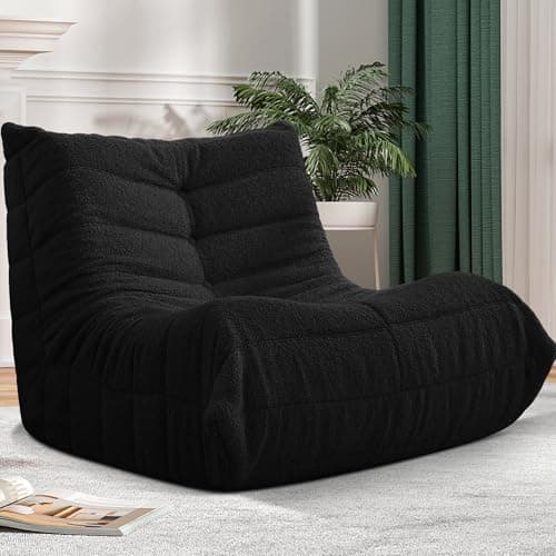 Cansunna Bean Bag Chair Big Sofa Beanbag Chair for Adults Fireside Chair Bean Bag Lounger with Memory Foam Filled for Home,Apartment or Gaming Venue(Black Teddy) view 1