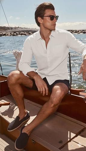 Mens Dress Shirts Linen Long Sleeve Button Down Casual Shirt for Men view 6