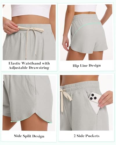 iceROSE Athletic Shorts for Women - High Waisted Black Running SweatShorts Summer Drawstring with Pockets for Workout Lounge view 5