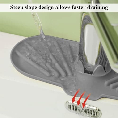 Mini Faucet Mat for Kitchen Sink, Faucet Handle Drip Catcher Drying Tray Mat with Soap Holder Sponge Holder, Splash Guard with Fast Drying for Bathroom Sink Draining Pad, Faucet Splash Catcher view 5