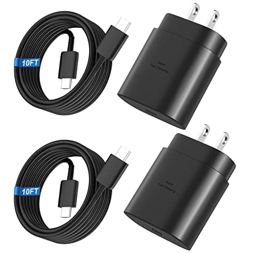 Super Fast Charger Type C, 25W USB C Wall Charger Fast Charging for Samsung Galaxy S26 Ultra/S26/S26+/S25 Ultra/S25/24 Ultra/S24/S23 Ultra/S22 Ultra with 10FT Long Android Type C Charger Cable 2Pack — image 1