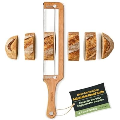 keechee Bread Pilot Adjustable Bread Knife – Upgraded Bread Slicer for Homemade & Sourdough Loaves, Serrated Stainless Blade with Precision Thickness Guide, Gift for Artisan Bakers