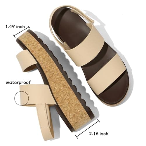Marc Ford Women's 2026 Platform Wedge Cork Sandals Chunky Lug Sole Lightweight Comfortable Summer Beach Vacation Walking Shoes Resort Wears view 4