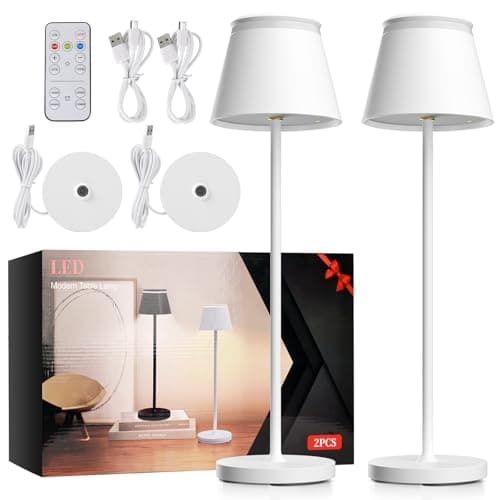 Cordless Table Lamp Set of 2 with Portable USB Rechargeable Dock, LED Wireless Touch Desk Lamps with Remote, 3 Color Stepless Dimmable, for Bedroom Night Lights Dining Outdoor Patio Restaurant view 6