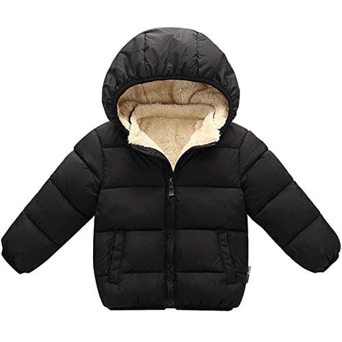 LAVIQK 1-7 Years Baby Boys Girls Toddlers Winter Coats Puffer Jacket with Removable Fur Hooded Down Snow Jacket Warm Fleece Coat Outerwear