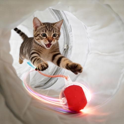 Catails Cat Tunnel Bed with 31 Pcs Interactive Cat Toys, Automatic Cat Toys for Indoor Cats Kittens, Cat Tube with Moving Ball, White view 3