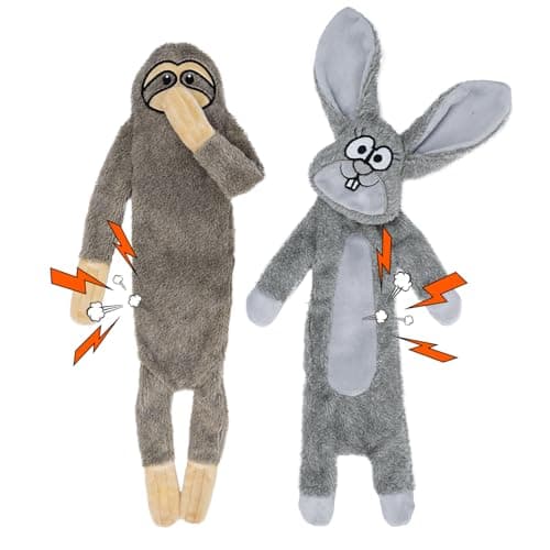 HGB No Stuffing Dog Toys for Aggressive Chewers, Squeaky Crinkle Plush Dog Toys to Keep Them Busy & Puppy Teething for Small, Medium, Large Breed, Cute Bunny & Sloth — image 1