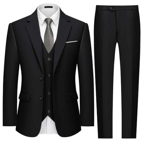 MAGE MALE Mens Two Button 3-Piece Suits Slim Fit Tuxedo Set with Blazer Jacket Vest & Pants for Wedding Prom Business — image 1