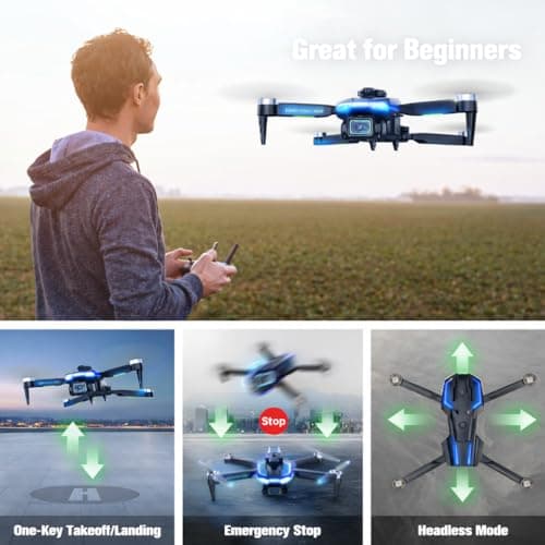 Drone with Camera 1080P with Brushless Motor Mini Drone for Beginner, Long Fly Time, One Key Start, Headless Mode, 2 Batteries, RC Quadcopter Helicopter Toy Gifts for Teen Boys and Girls (White) view 6