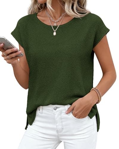 BTFBM Sweater Vest Women 2026 Spring Summer Cap Sleeve Crew Neck Casual Loose Business Tops Western Vacation Outfits view 4