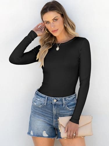 ANRABESS Women Long Sleeve Shirts Rib Knit Slim Fit Tops Basic Tee 2025 Fall Outfits Casual T-Shirt Underscrubs Layer Clothes view 3