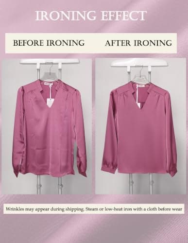 GRACE KARIN Womens Business Casual Tops, Long Sleeve Work Satin Blouses, Dressy V Neck Silk Shirts Fall Trendy Outfits Dark Green XL view 6