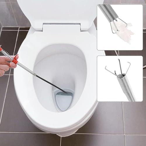 Drain Snake for Hair Clogs, 78 Inch Plumbing Auger Tool with Hook, Toilet Drain Clog Remover for Tub Pipes view 2